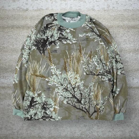 Vintage Hunting Camo Shirt Cotton Long Sleeve Woodland Prairie Ghost 90s - Picture 1 of 3